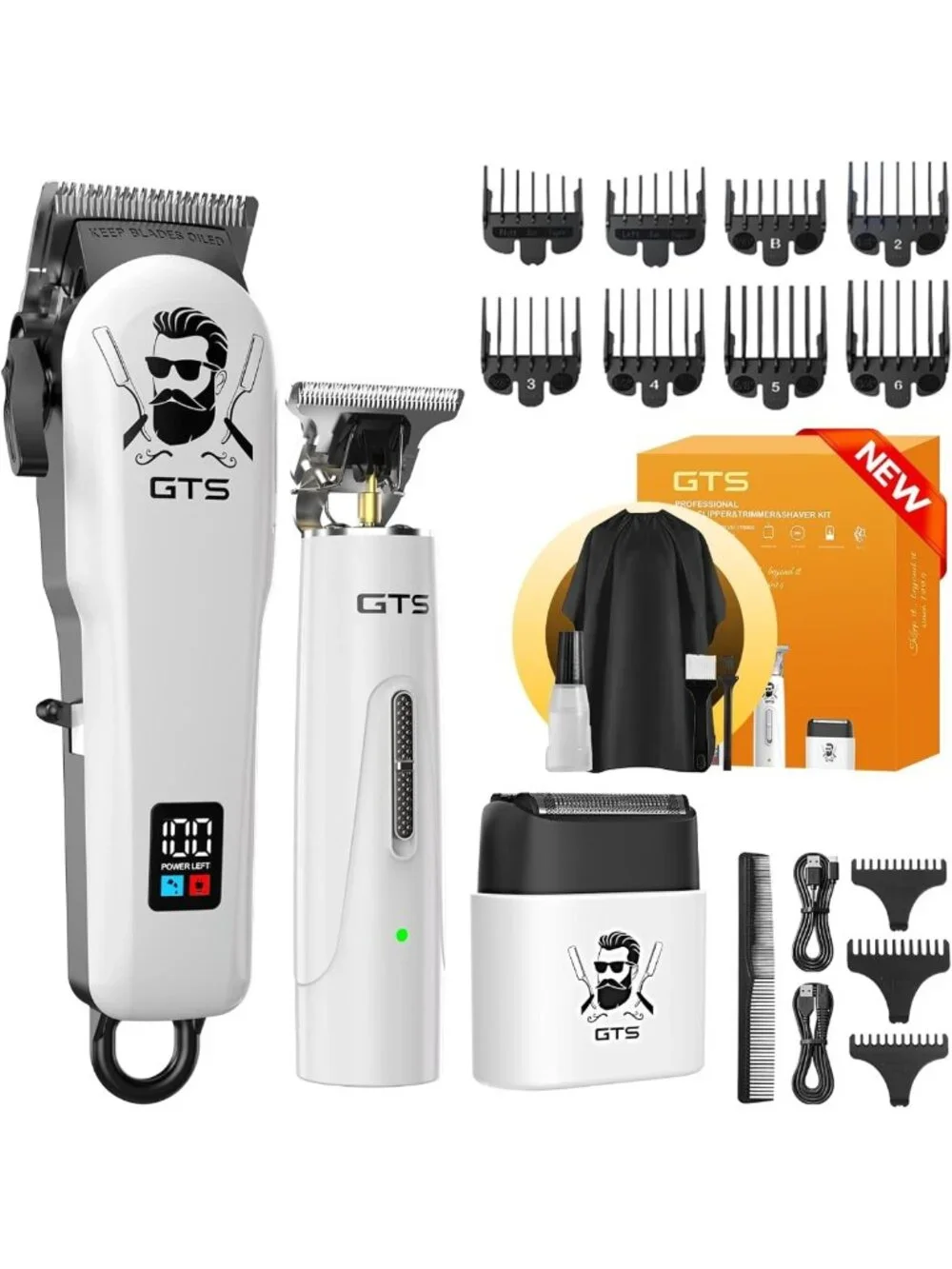 Professional Cordless Hair Clippers & Beard Trimmer Set with LED Display